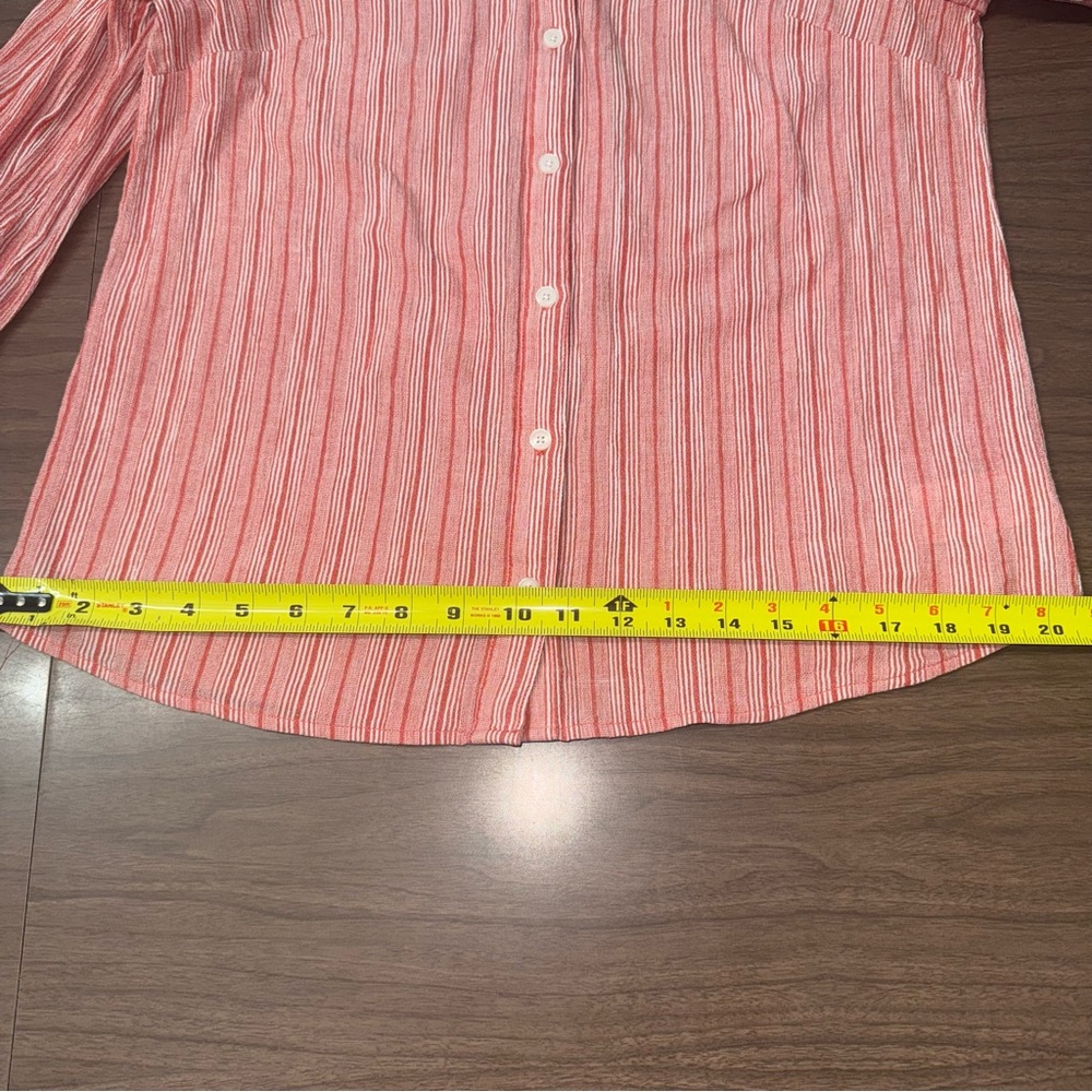 Michael Kors‎ Button Blouse Womens Med Orange White Stripped Cold Shoulder Shirt - Picture 13 of 13